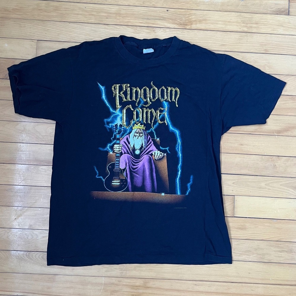 Vintage 1988 KINGDOM COME concert tour shirt black xl 2 side print Wizard Guitar
